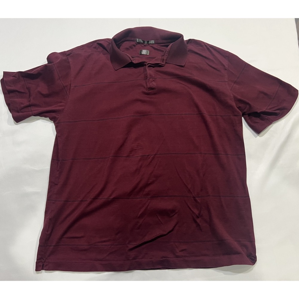 Nike Tiger Woods Collection Polo Shirt Mens Large Red Striped Golf Casual Cotton